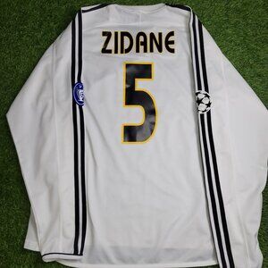 Zidane Real Madrid 2003 2004 UEFA Long Sleeve Soccer Jersey Shirt L SKU# 913869
